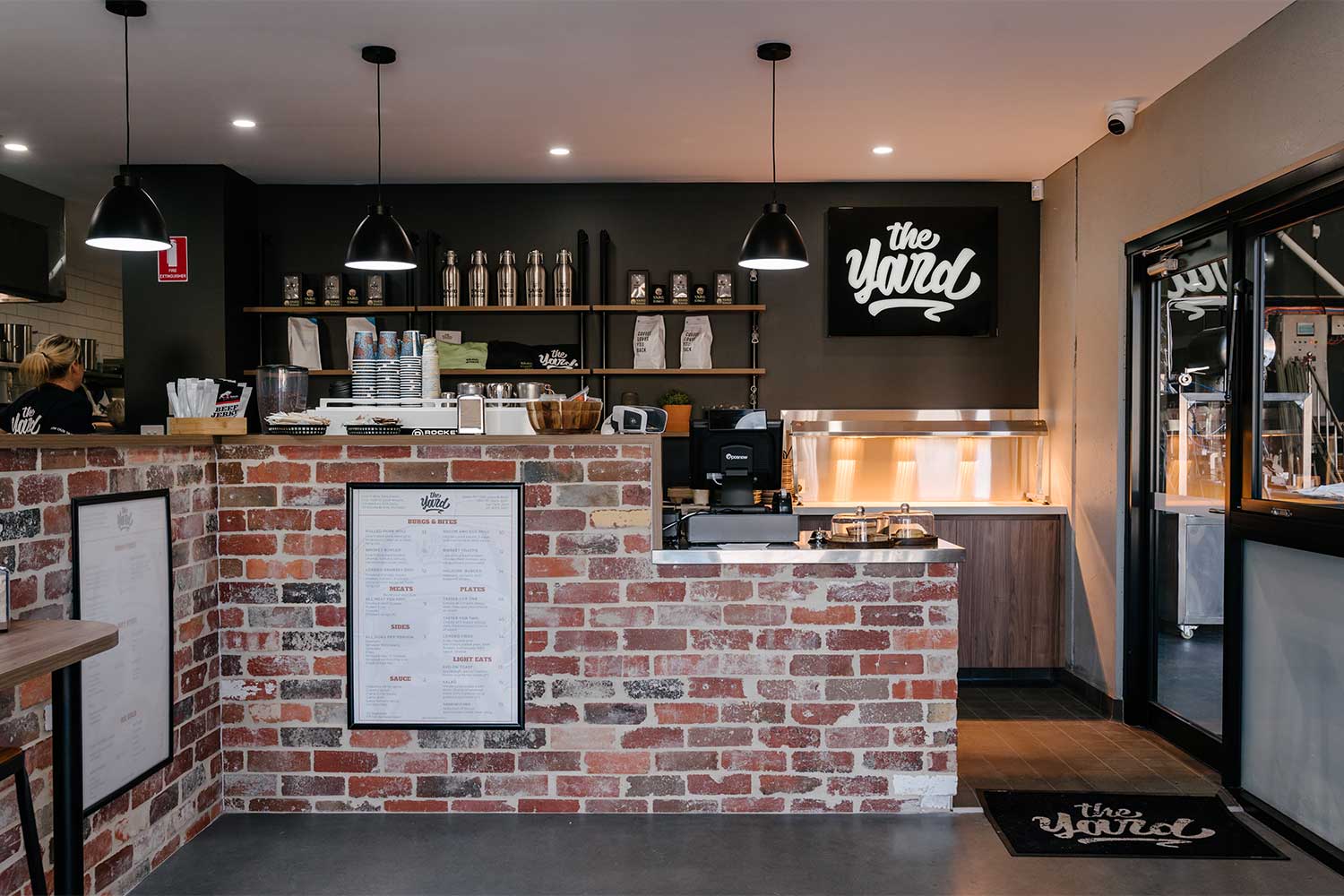 Serving counter and coffee machine at The Yard cafe